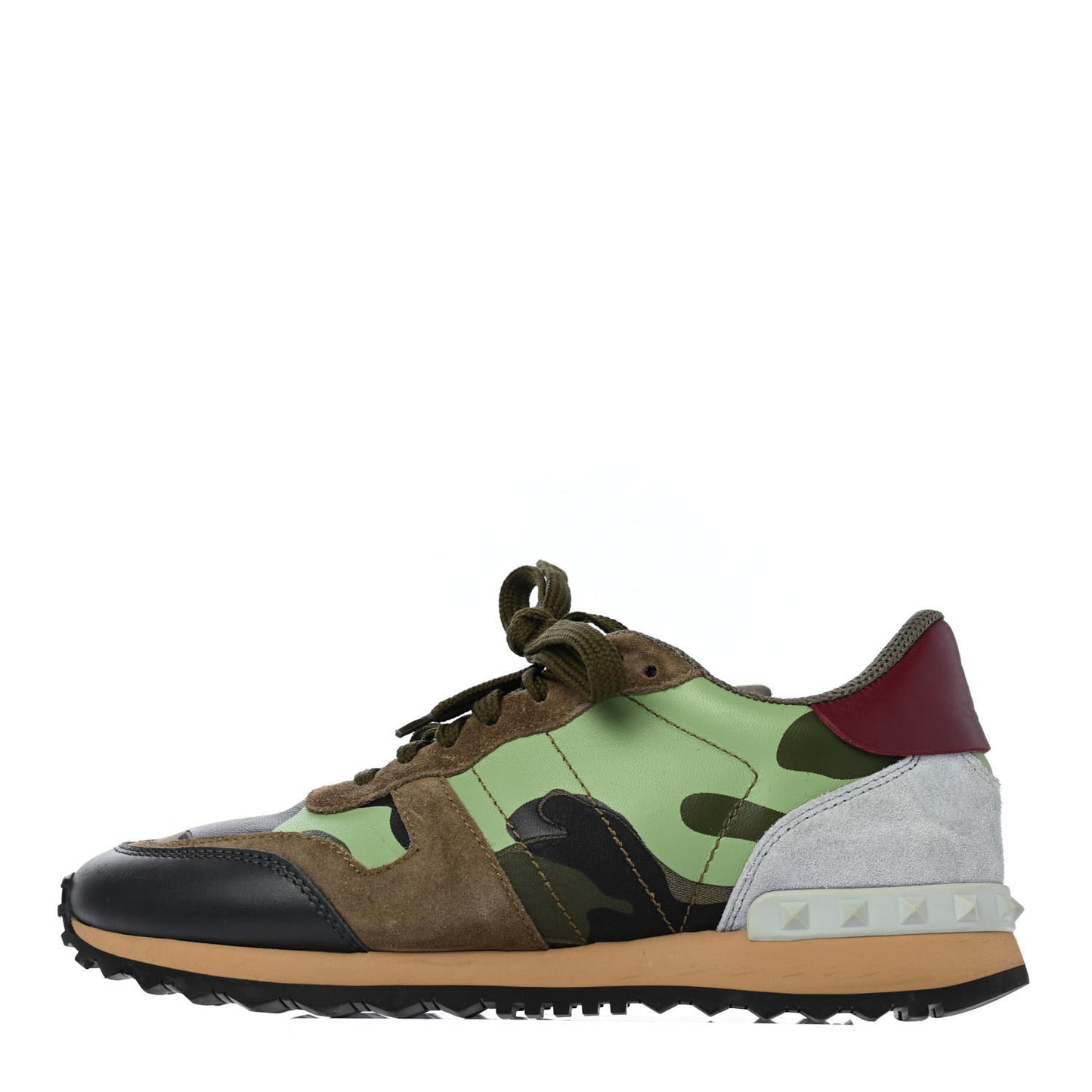 Nappa Suede Camouflage Womens Rockrunner Sneakers 38 Green Multicolor