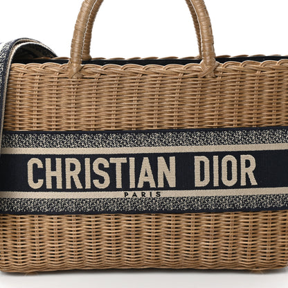 Christian Dior Wicker Oblique Basket Bag Blue 7 of 9
