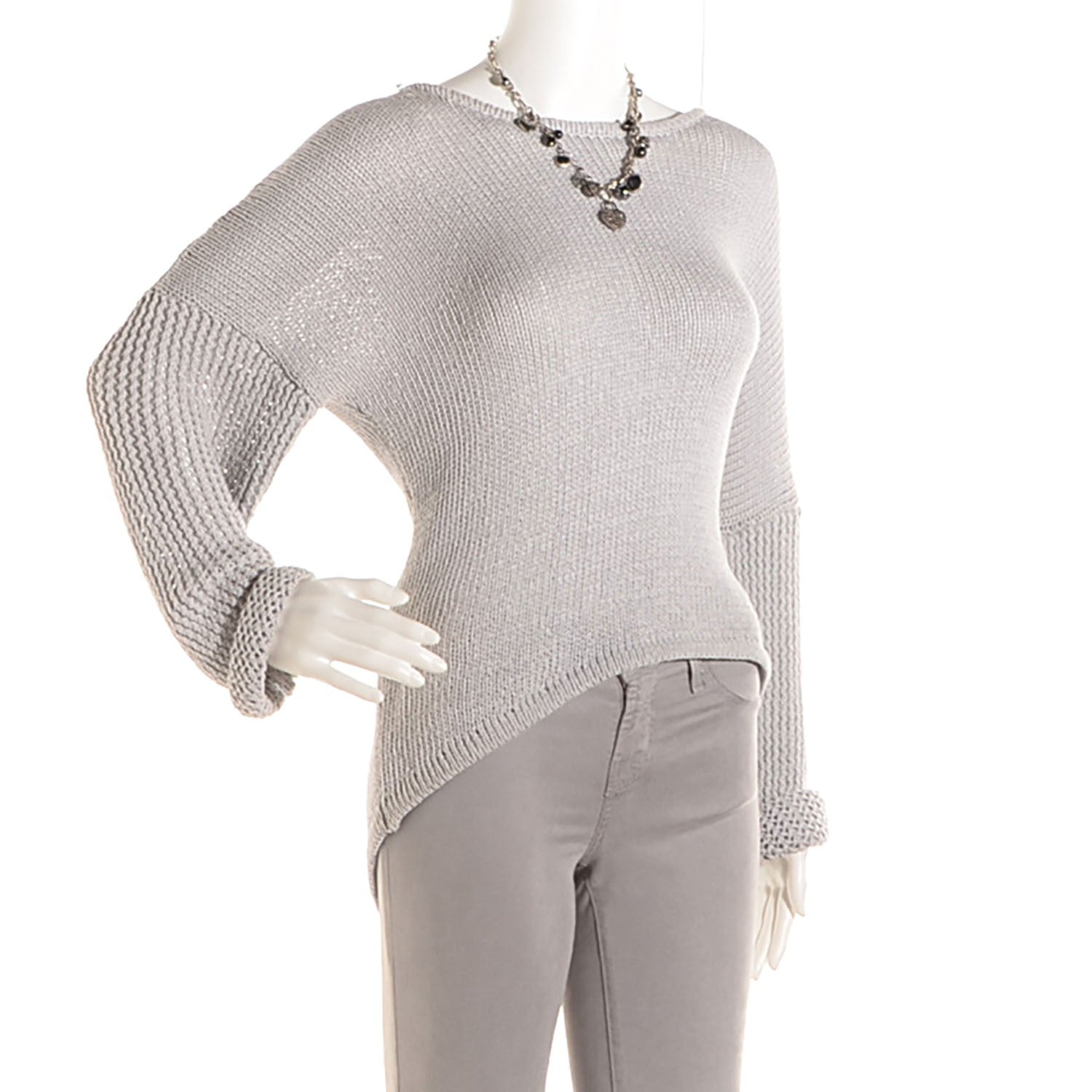 Chanel Crystal Heart Charm CC Necklace Silver Black 2 of 6