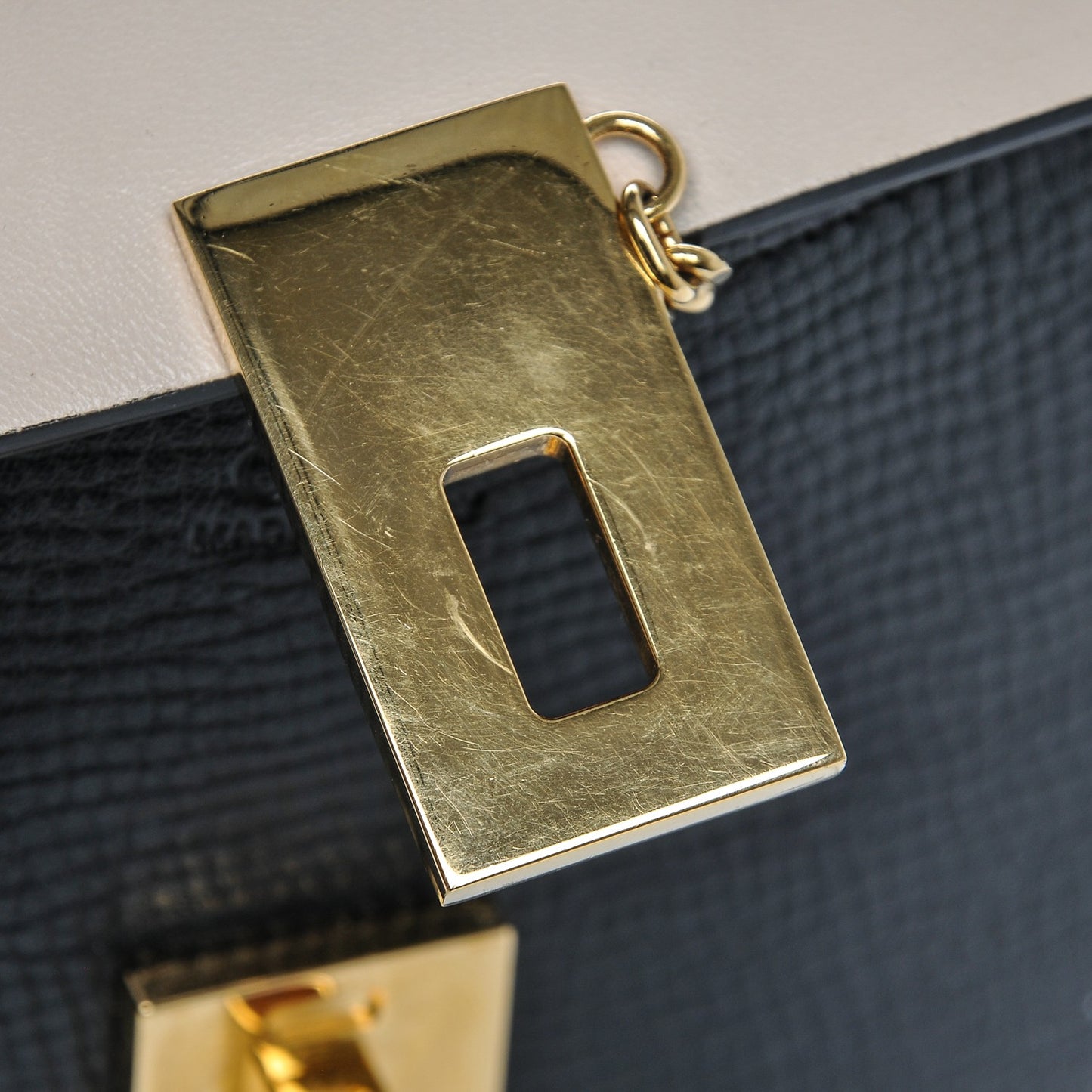 Grained Calfskin Lambskin Mini Bi-Color Drew Shoulder Bag Black Powder Beige
