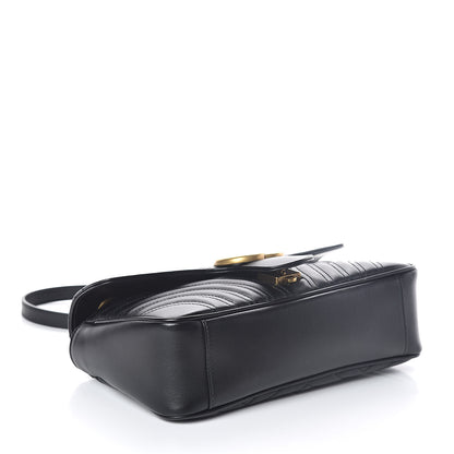 Gucci Calfskin Matelasse Small GG Marmont Shoulder Bag Black 4 of 9