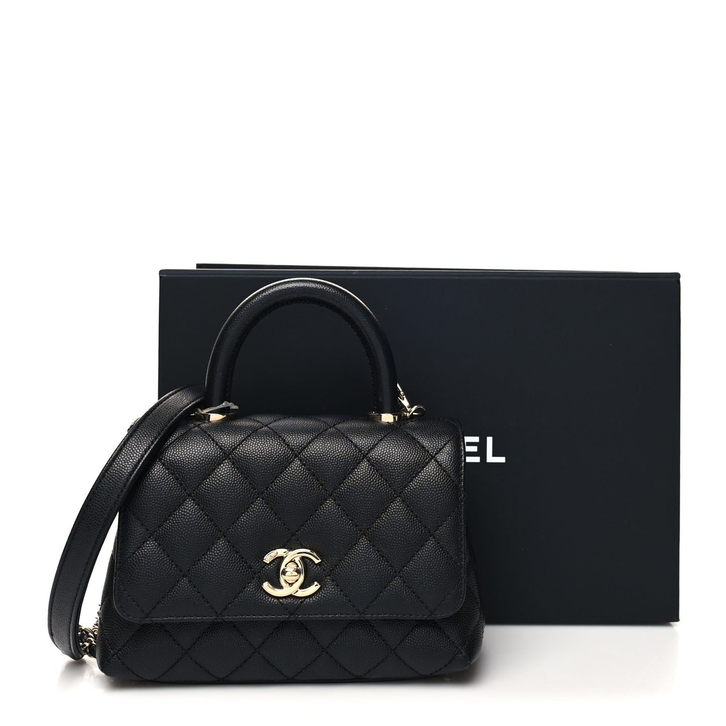 Caviar Quilted Extra Mini Coco Handle Flap Black