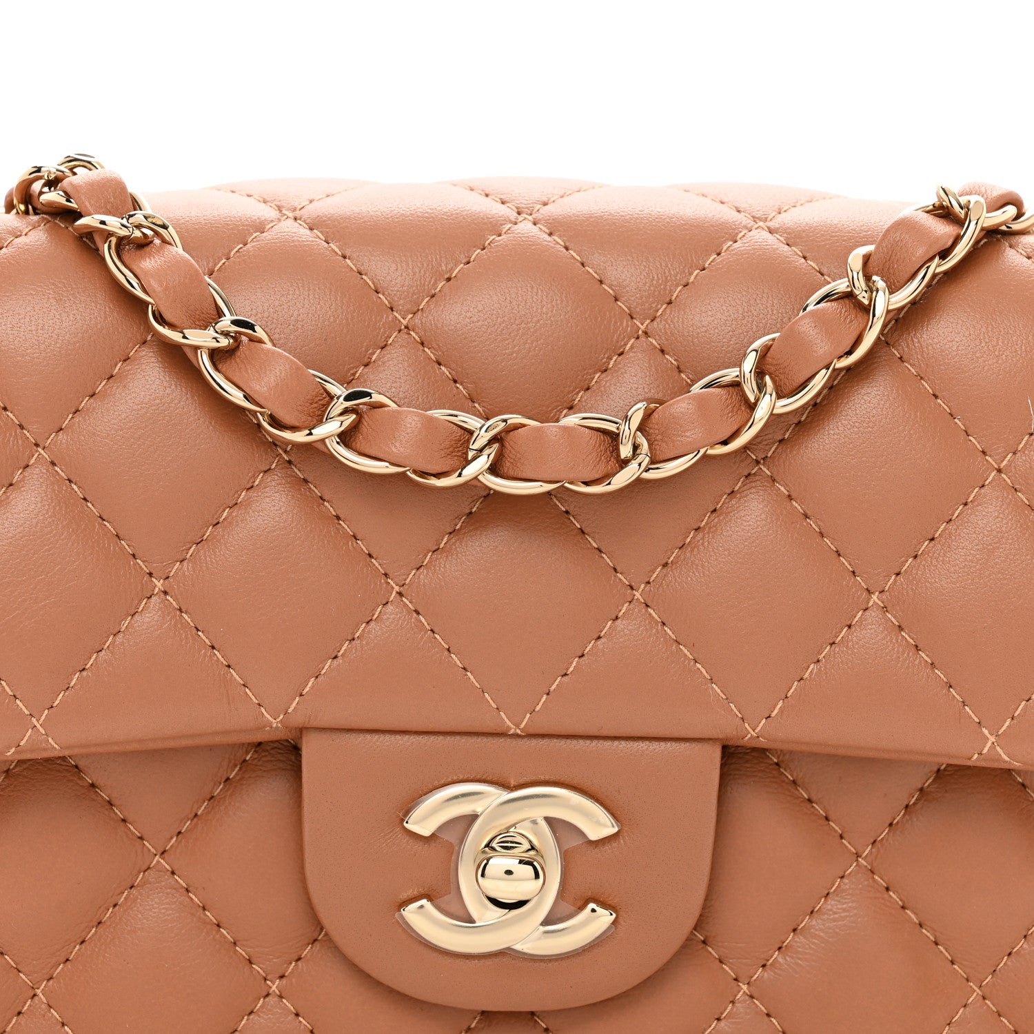 Chanel Lambskin Quilted Mini Rectangular Flap Brown 5 of 10