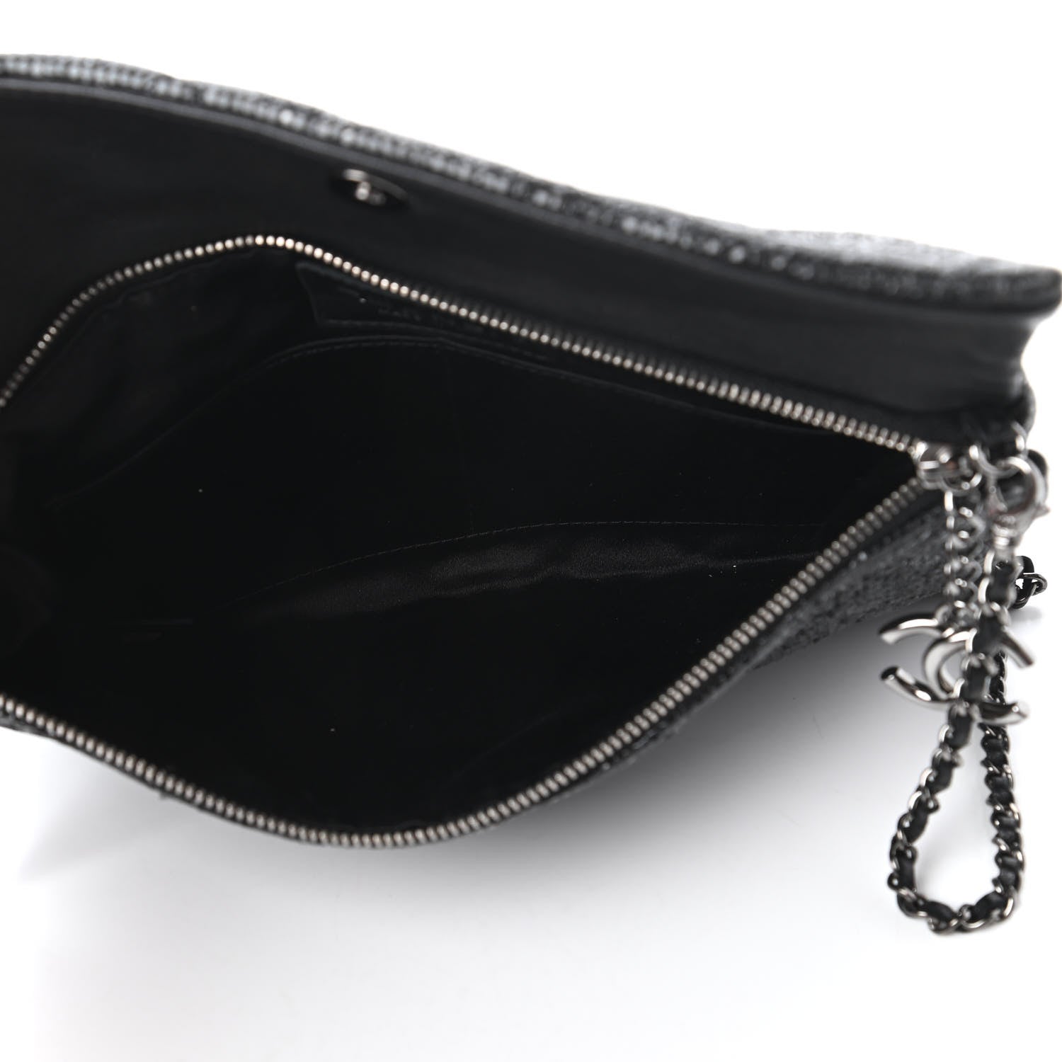 Chanel Iridescent Vinyl Quilted Clutch With Chain Black 5 of 11