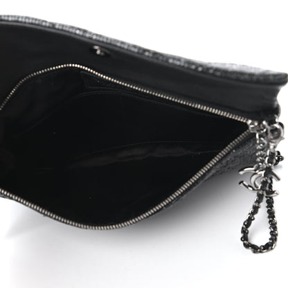 Chanel Iridescent Vinyl Quilted Clutch With Chain Black 5 of 11