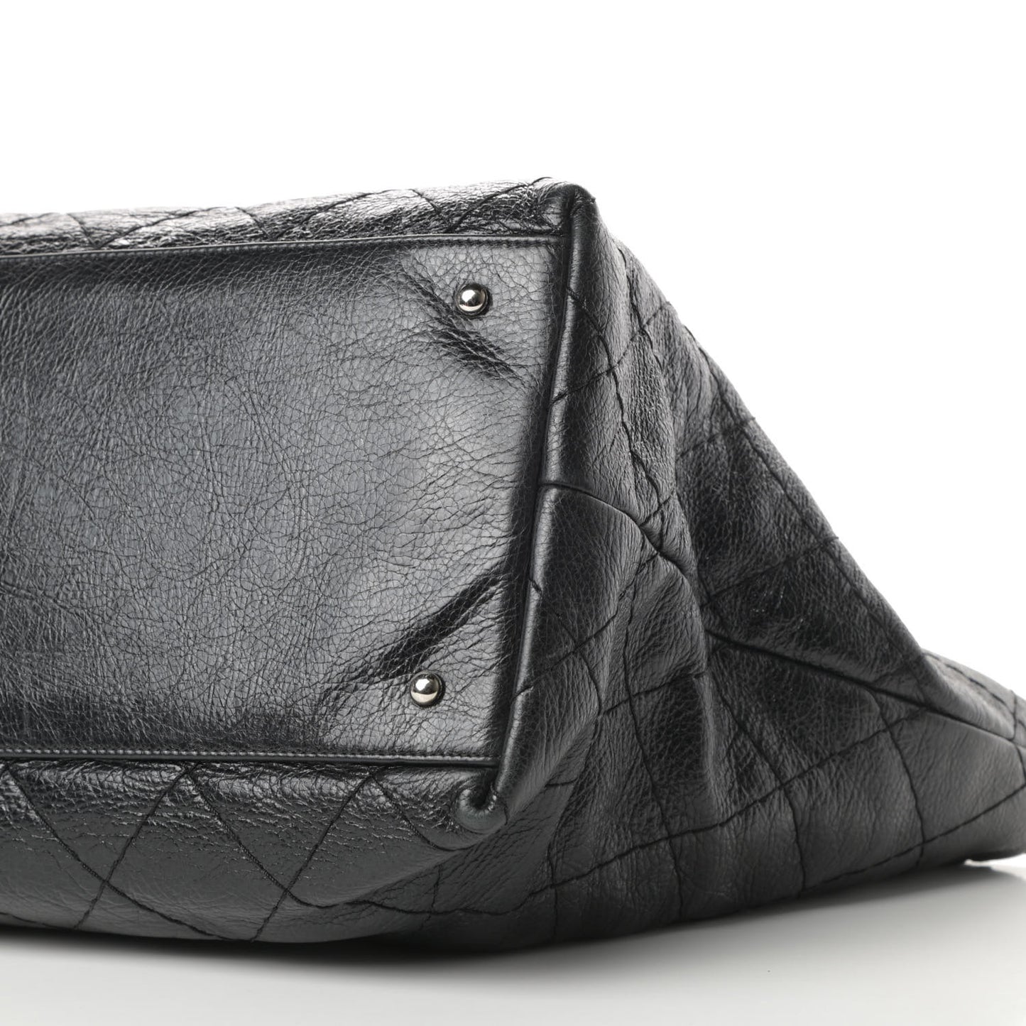 Glazed Calfskin Large On The Road Tote Black