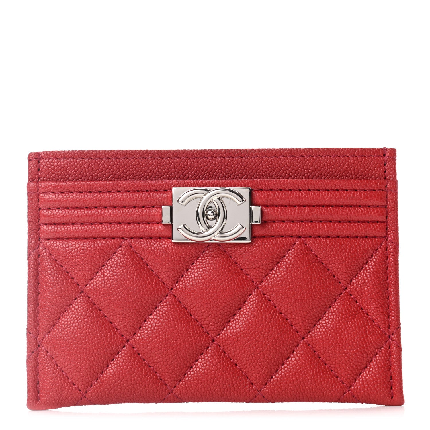 Chanel Caviar Quilted Boy Card Holder Red 1 of 8