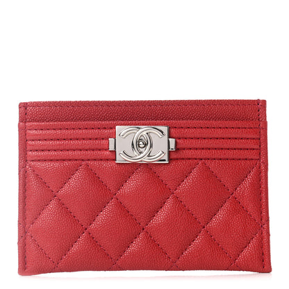 Chanel Caviar Quilted Boy Card Holder Red 1 of 8