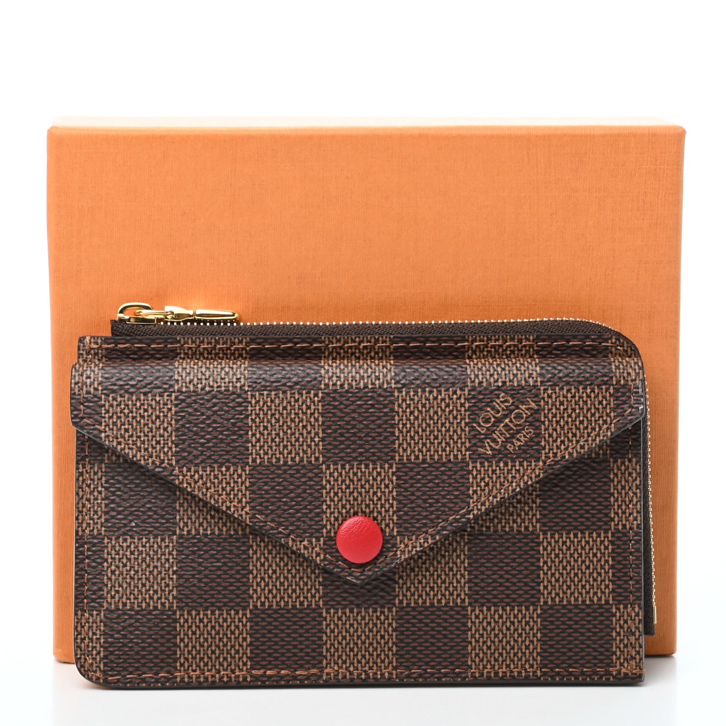 Damier Ebene Recto Verso Card Holder Red