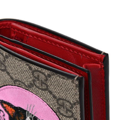 Gucci GG Supreme Monogram Bosco Patch Card Case Wallet Beige Malva Hibiscus Red 10 of 11