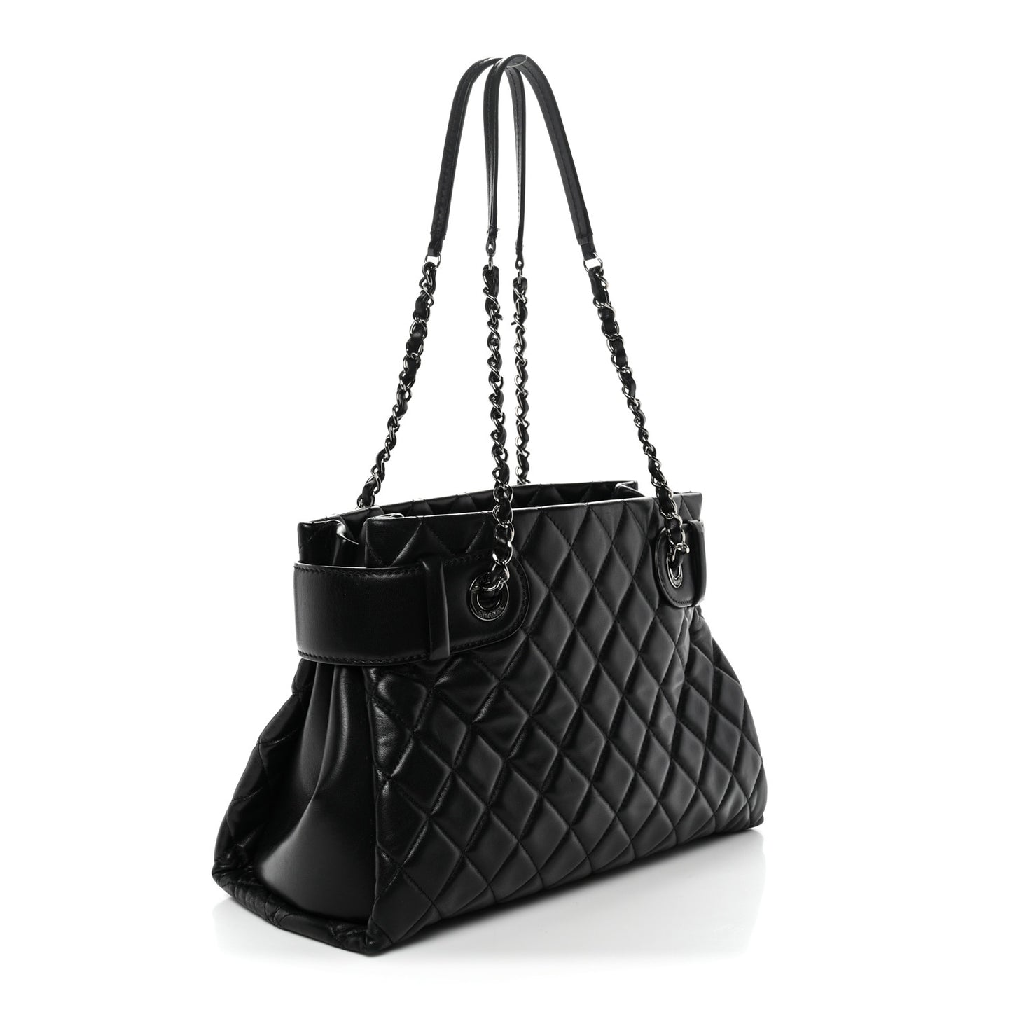 Lambskin Quilted Small Coco Loop Tote Black