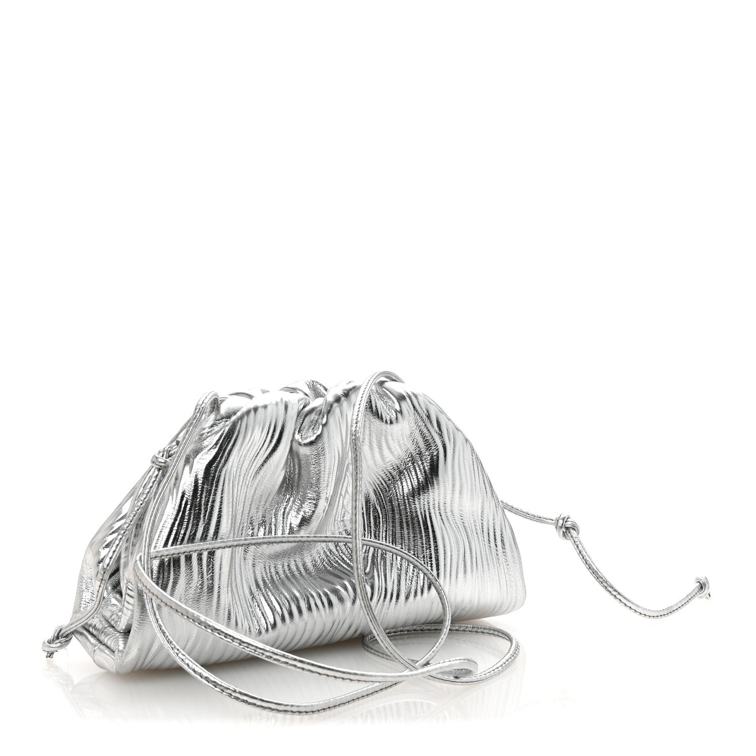 Bottega Veneta Metallic Bark Calfskin The Mini Pouch Silver 3 of 10