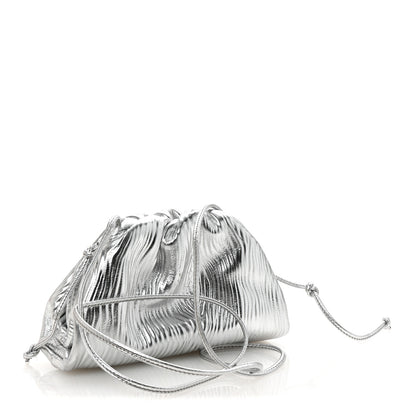 Bottega Veneta Metallic Bark Calfskin The Mini Pouch Silver 3 of 10