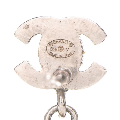 Chanel Crystal Pearl CC Drop Earrings Silver 3 of 4