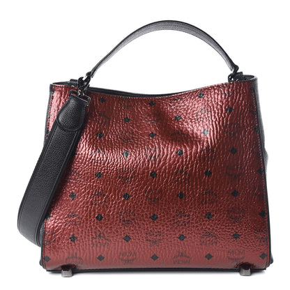 MCM Metallic Visetos Medium Corina Shoulder Bag Scooter Red 1 of 15