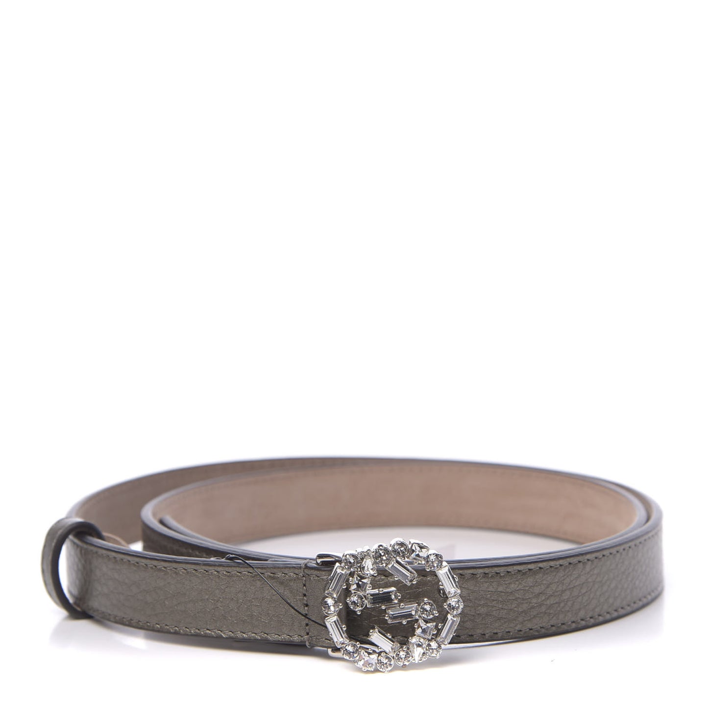 Metallic Calfskin Crystal Interlocking G Belt 90 36 Sasso