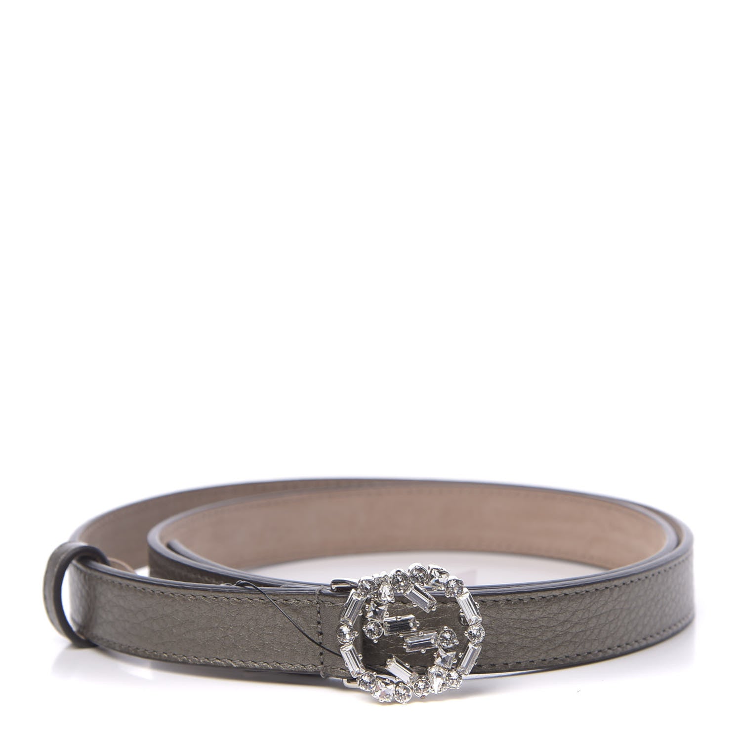 Gucci Metallic Calfskin Crystal Interlocking G Belt 90 36 Sasso 1 of 5