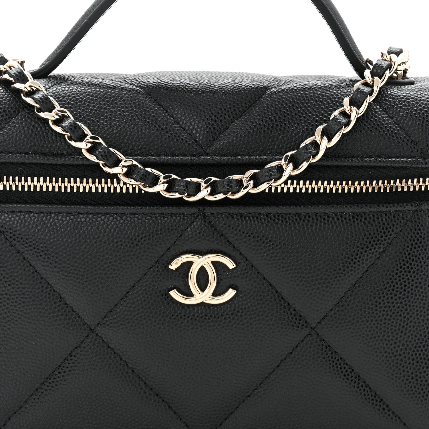 Chanel Caviar Quilted Top Handle Slim Vanity With Chain Black 8 of 11