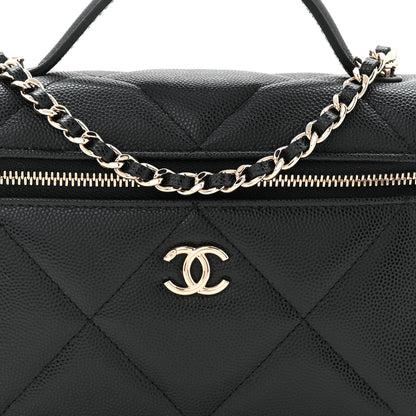 Chanel Caviar Quilted Top Handle Slim Vanity With Chain Black 8 of 11