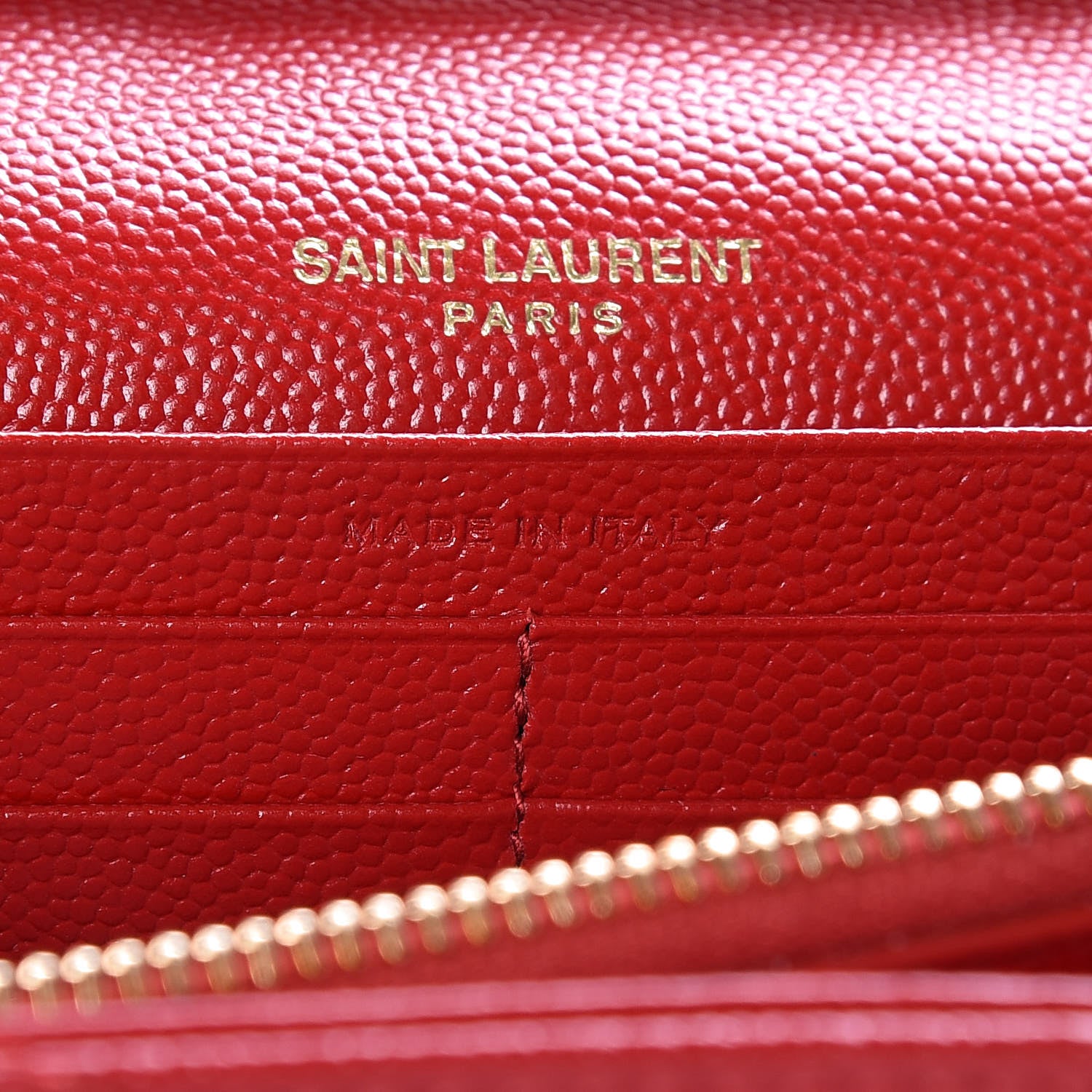 Saint Laurent Grain De Poudre Matelasse Chevron Monogram Chain Wallet Bandana Red 7 of 9