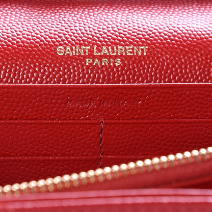 Saint Laurent Grain De Poudre Matelasse Chevron Monogram Chain Wallet Bandana Red 7 of 9