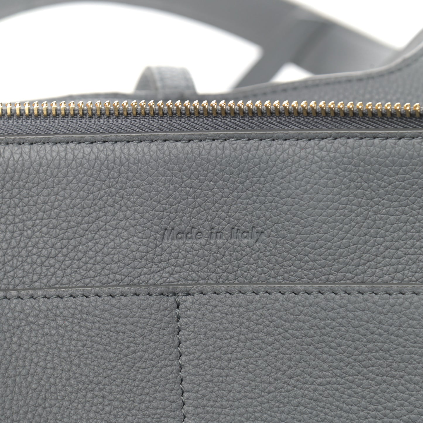 Baby Grained Calfskin Medium Tri-Fold Bag Grey