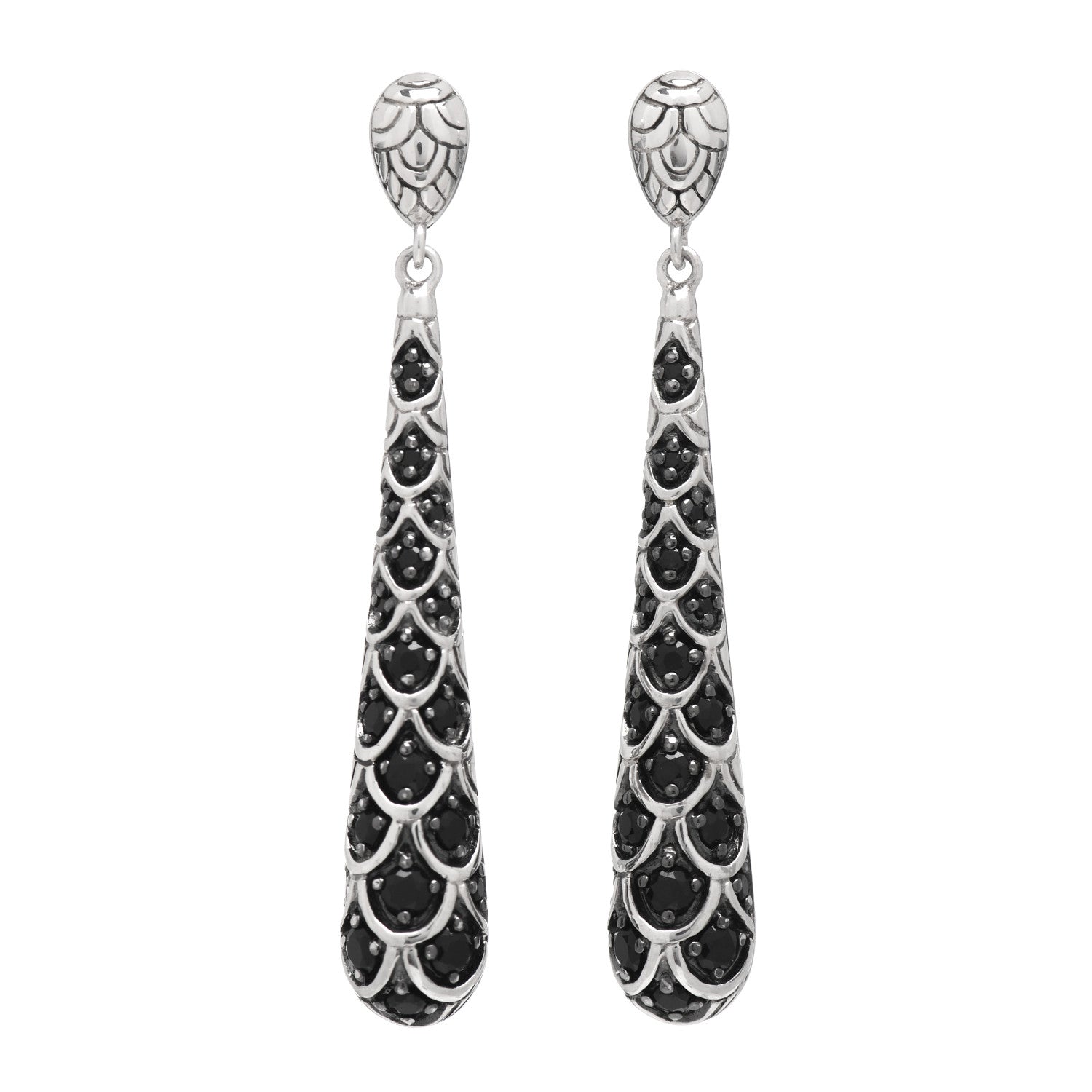 John Hardy Sterling Silver Black Sapphire Naga Lava Drop Earrings 1 of 4