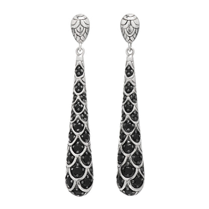 John Hardy Sterling Silver Black Sapphire Naga Lava Drop Earrings 1 of 4