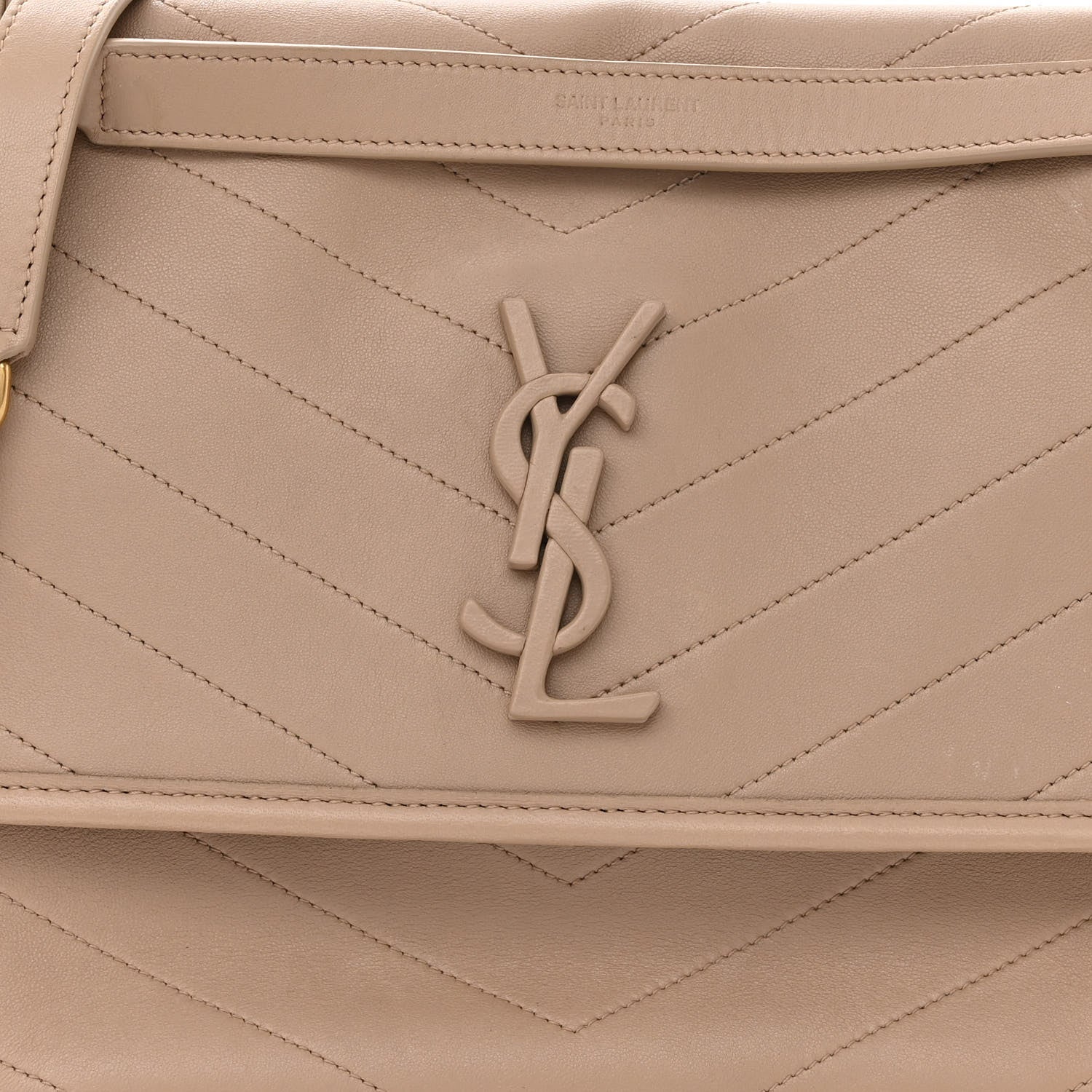 Saint Laurent Lambskin Matelasse Monogram Medium Niki Chain Satchel Dark Beige 9 of 14