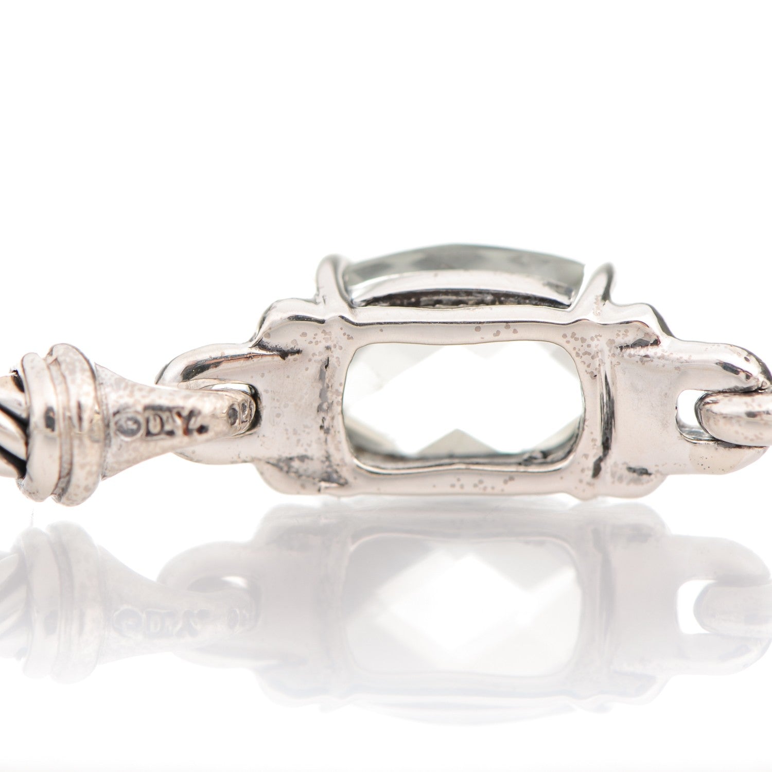 David Yurman Sterling Silver Diamond Prasiolite 3mm Petite Wheaton Bracelet 4 of 5
