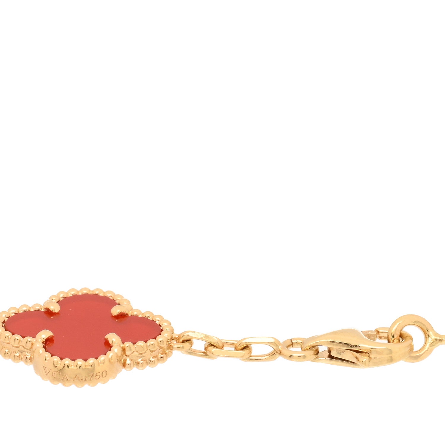 Van Cleef & Arpels 18K Yellow Gold Carnelian 5 Motifs Vintage Alhambra Bracelet 3 of 4