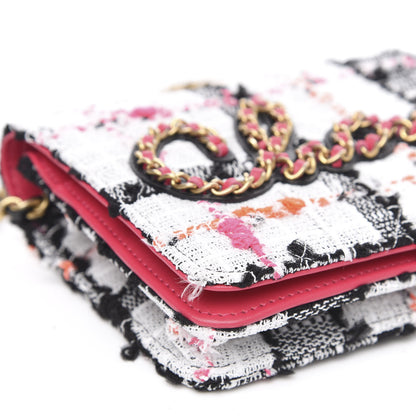 Chanel Tweed Calfskin Signe Wallet On Chain WOC Black Pink Orange 9 of 12