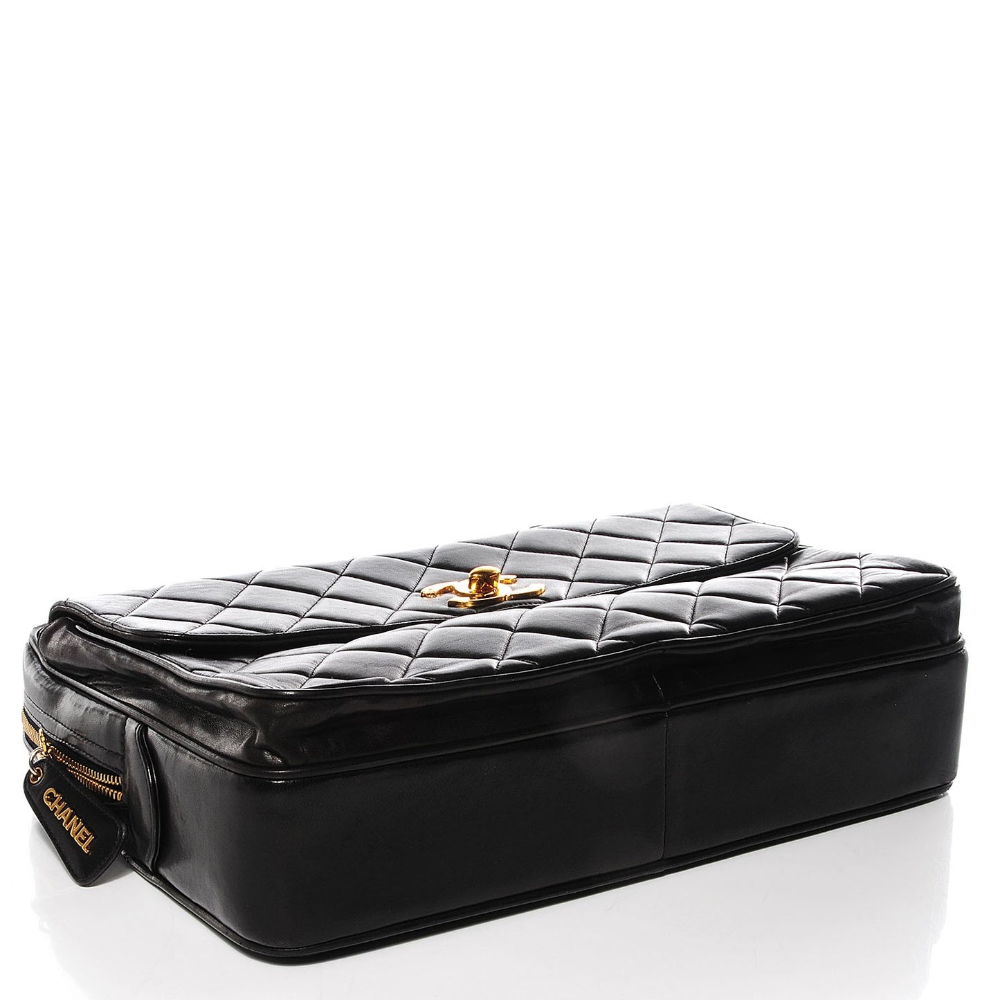 Lambskin Quilted Large Shoulder Bag Black