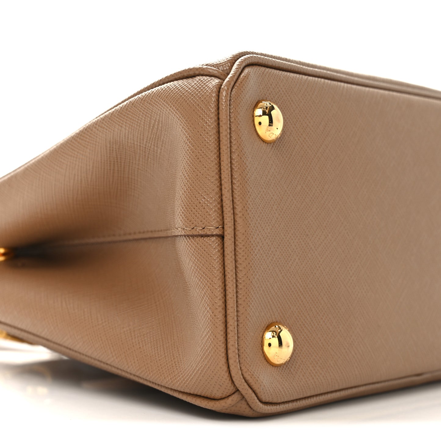 Saffiano Mini Galleria Double Zip Tote Caramel