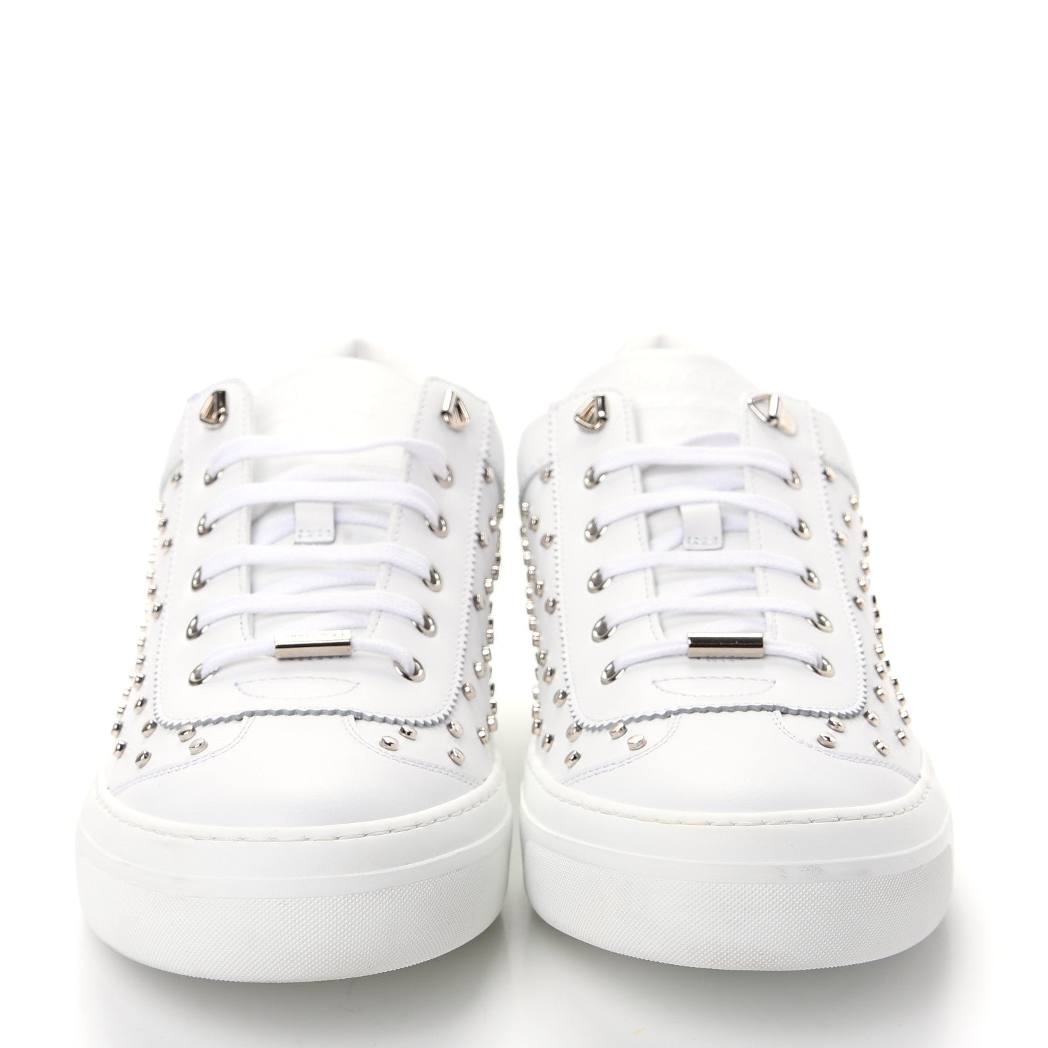 Jimmy Choo Calfskin Studded Mens Ace Sneakers 45 White Silver 2 of 10