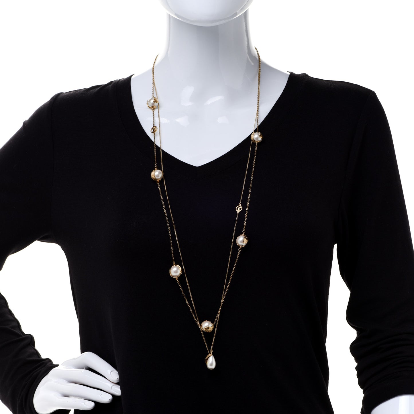 Sautoir Pearl Angels Necklace Gold