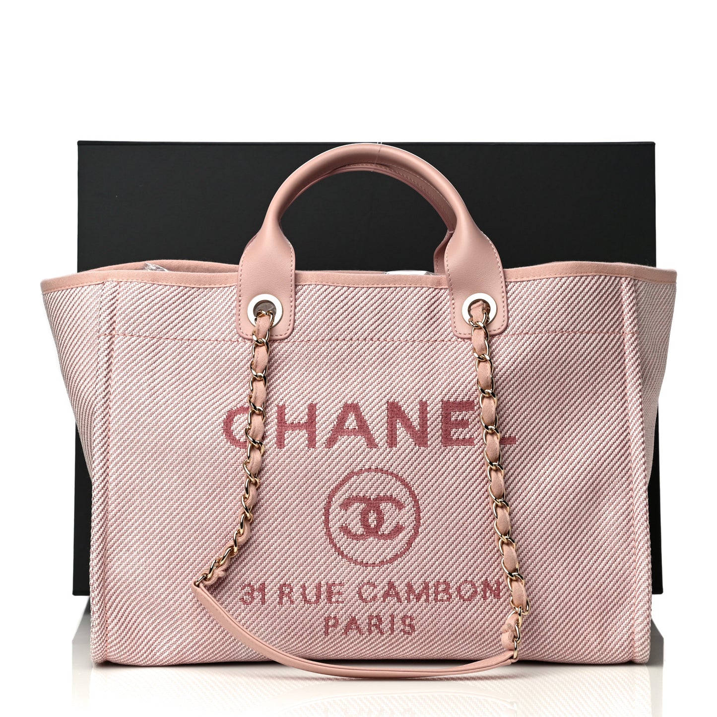 Mixed Fibers Calfskin Medium Deauville Tote Rose Pink