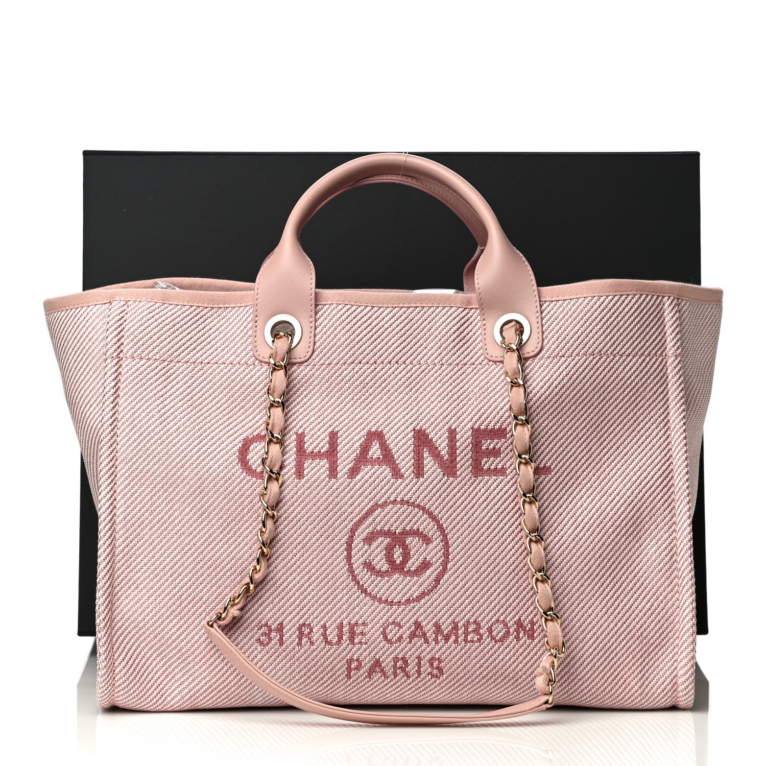 Chanel Mixed Fibers Calfskin Medium Deauville Tote Rose Pink 11 of 11