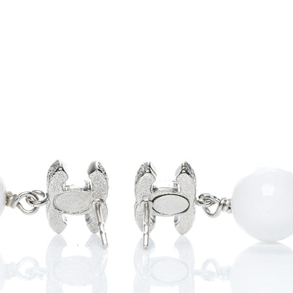 Chanel Glitter Enamel Bead CC Drop Earrings White 3 of 4