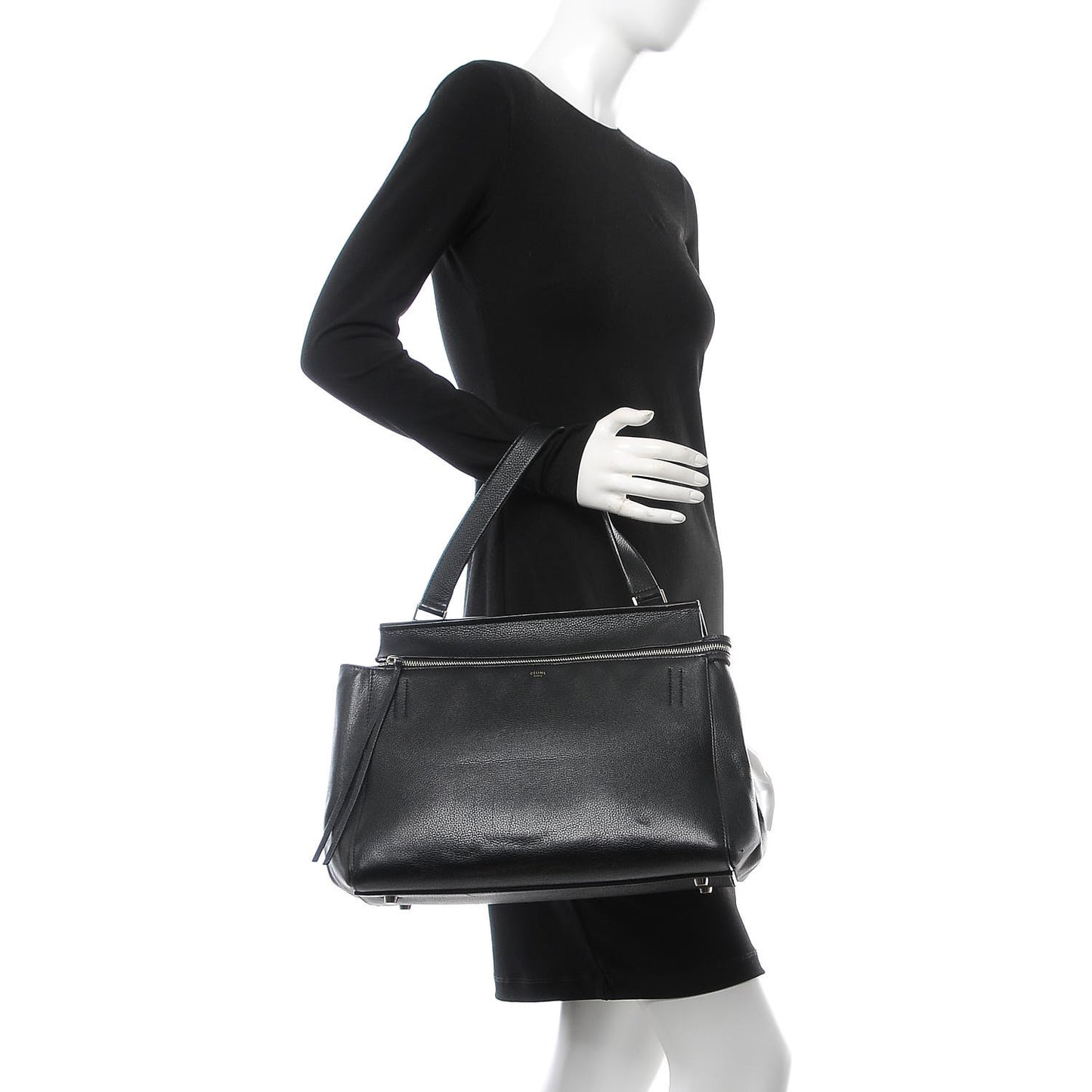 Supple Calfskin Medium Edge Shoulder Bag Black