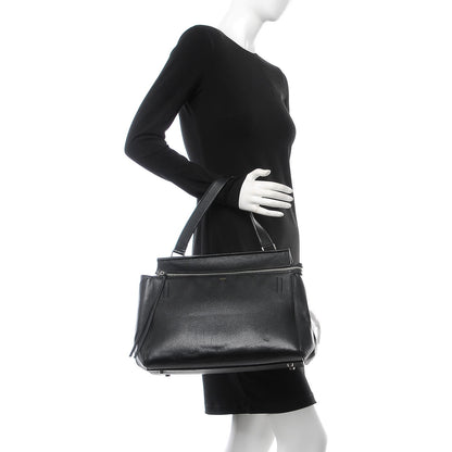 Celine Supple Calfskin Medium Edge Shoulder Bag Black 2 of 11