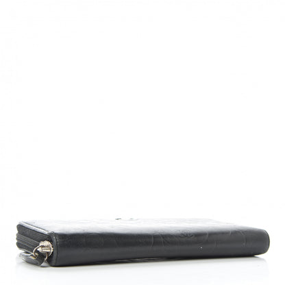Chanel Lambskin Camellia Embossed Large Zip Around Gusset Wallet Black 4 of 11