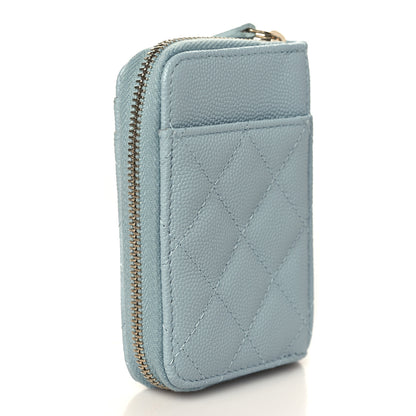 Chanel Caviar Quilted Zip Card Holder Light Blue 3 of 8