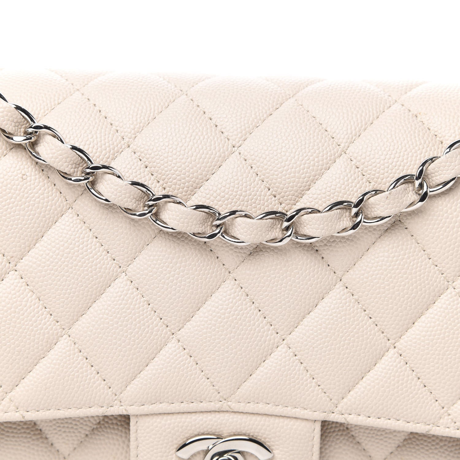 Chanel Caviar Quilted Medium Double Flap Light Beige 13 of 16