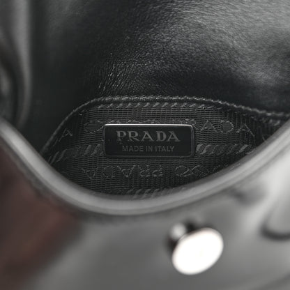 Prada Spazzolato Mini Cleo Flap Adjustable Strap Shoulder Bag Black 6 of 9