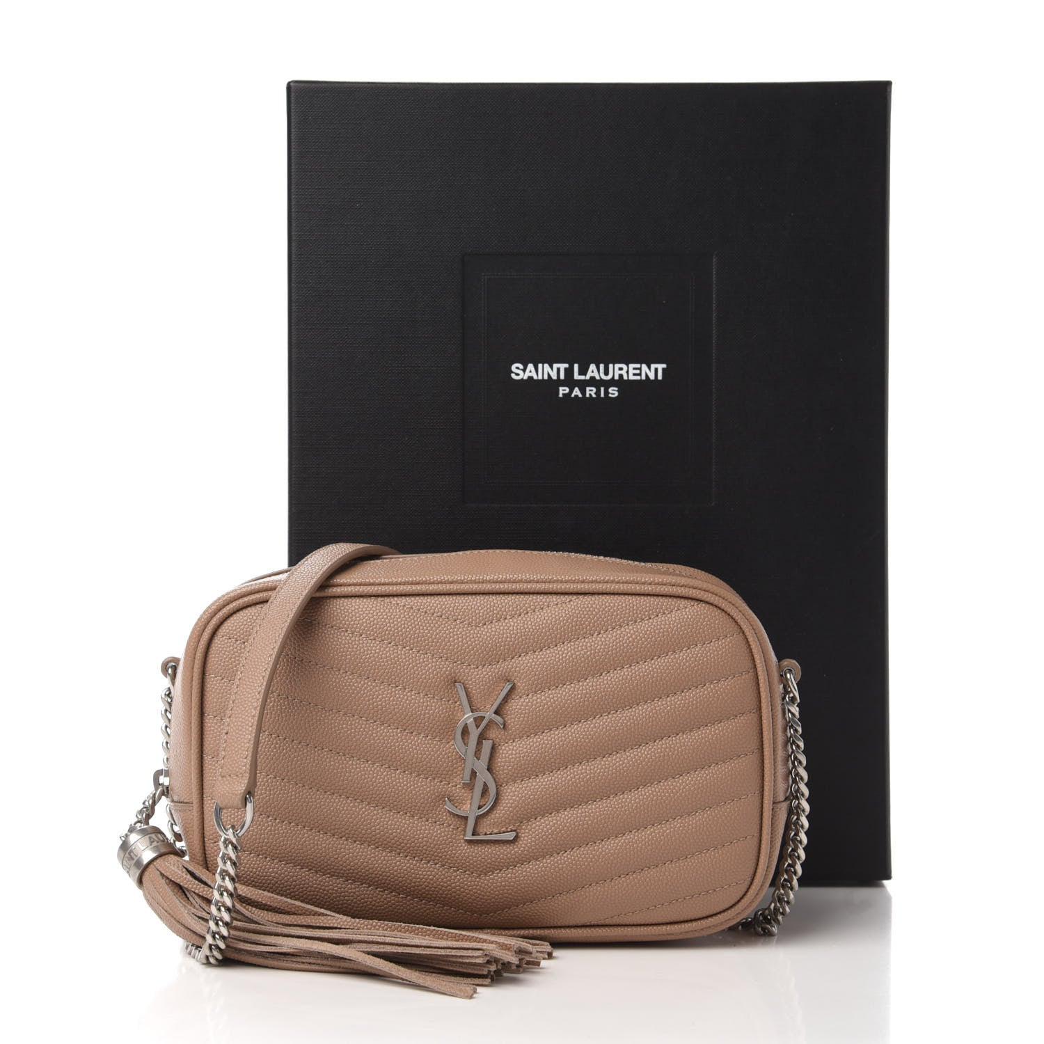 Saint Laurent Grain De Poudre Matelasse Monogram Mini Lou Camera Bag Dark Beige 11 of 11