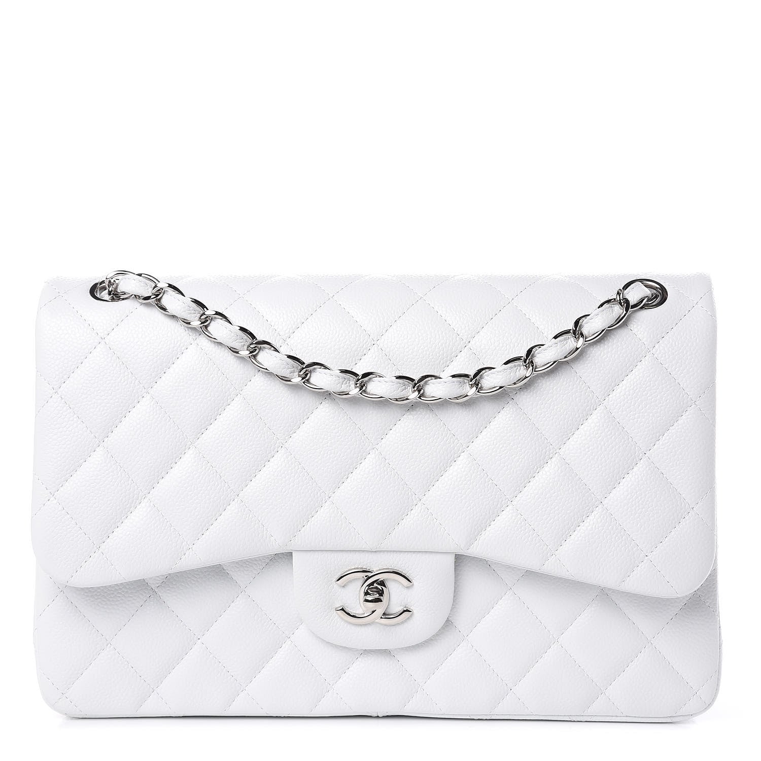 Chanel Caviar Quilted Jumbo Double Flap White 1 of 10