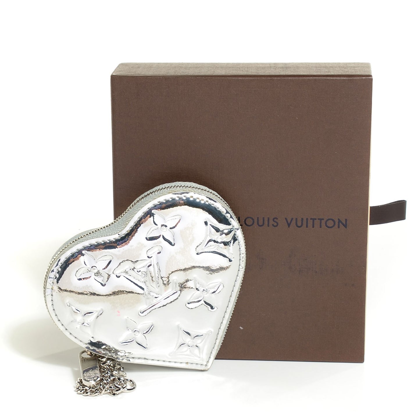 Monogram Miroir Heart Coin Purse Silver