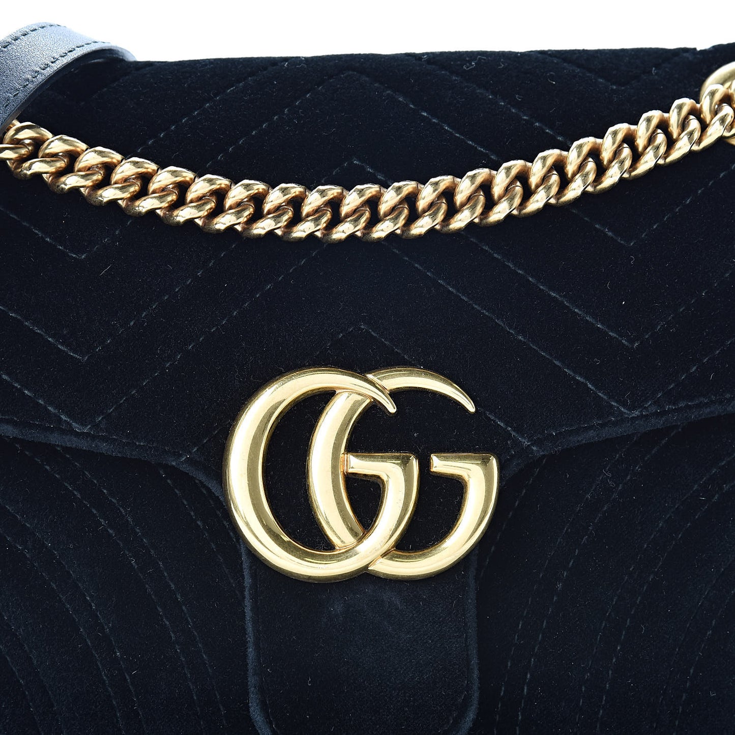 Velvet Matelasse Small GG Marmont Shoulder Bag Black