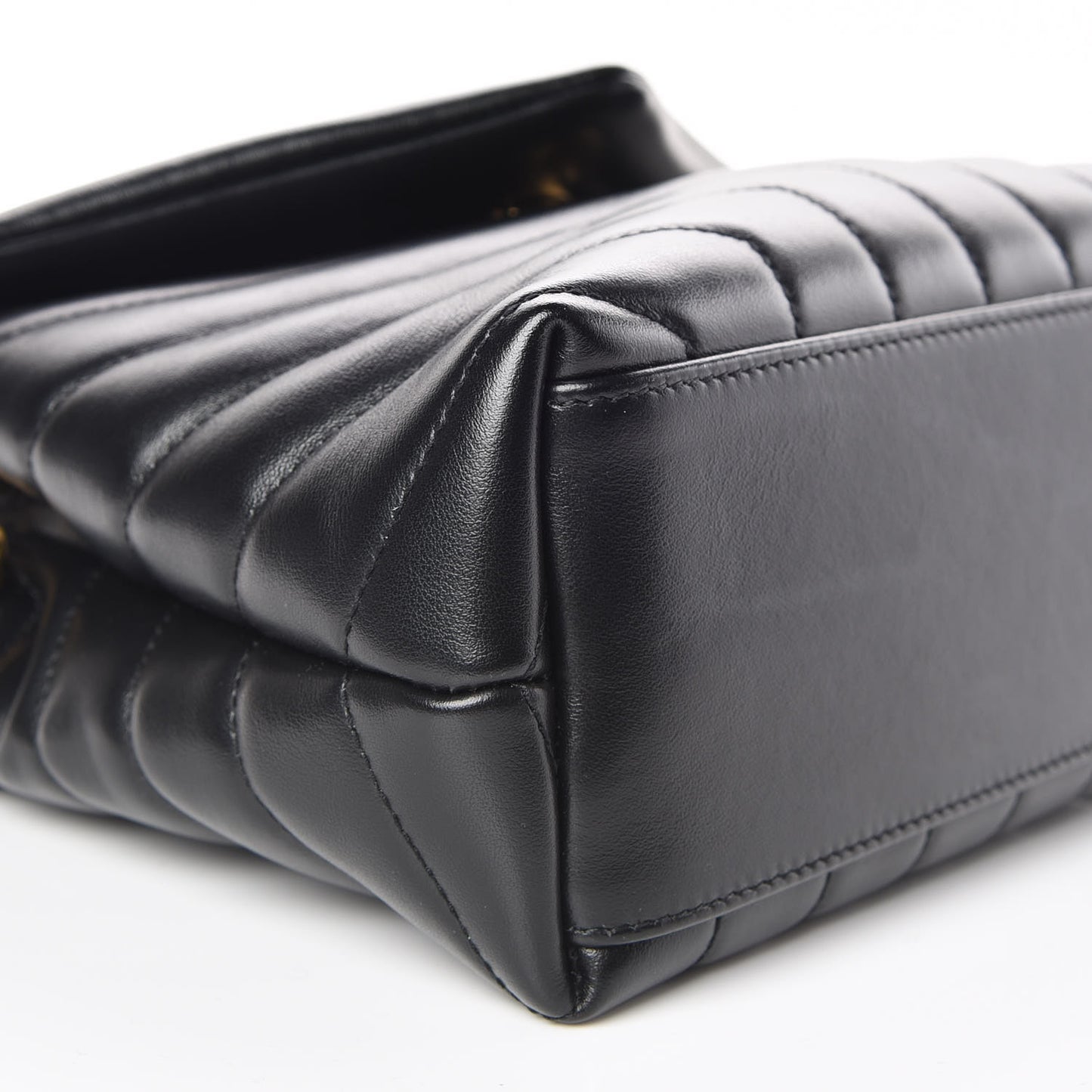 Calfskin Y Quilted Monogram Small Loulou Chain Satchel Black
